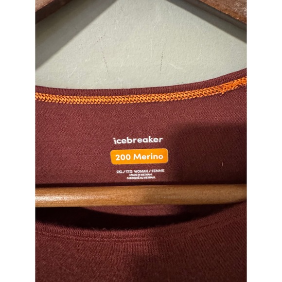 Icebreaker Merino 200 Oasis Long Sleeve Thermal Top Women's 2XL Burgundy - Picture 5 of 7